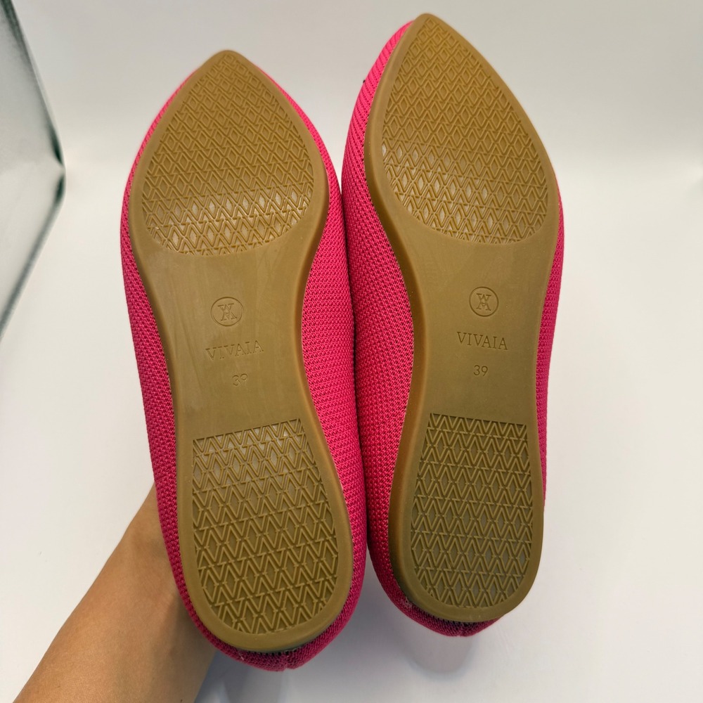 Vivaia Pointed Toe Knit Flats Magenta Pink Sustainable Shoes EU 39 - Picture 8 of 9